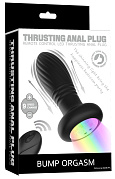 Анальная втулка BUMP ORGAZM, черная спираль с пульсацией и подсветкой
