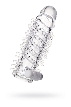 Насадка на пенис TOYFA A-Toys Fril с вибропулей, TPR, прозрачная, 13.4 см.