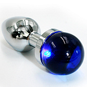 Анальная втулка классическая серебристая с синей сферой (S) Анальная втулка классическая серебристая с синей сферой (S)