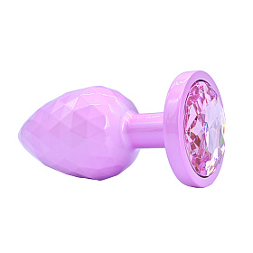 Анальная втулка текстурная розовая с розовым стразом (S)