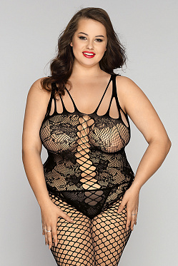 Костюм-сетка и стринги Candy Girl Kasandrah, черные (2XL)