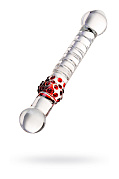 Фаллоимитатор Sexus Glass (стекло) с круглыми головками, прозрачно-красный, 22 см.