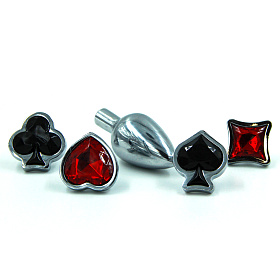 Анальная втулка классическая серебристая с набором стразов масти (S)