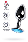 Анальная втулка классическая серебристая с голубым кристаллом (S) Анальная втулка классическая серебристая с голубым кристаллом (S)