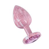 Анальная втулка классическая эмалированная с светло-розовым стразом (S) Анальная втулка классическая эмалированная с светло-розовым стразом (S)