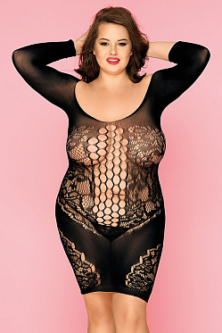 Платье-сетка и стринги Merimba черные, 2XL