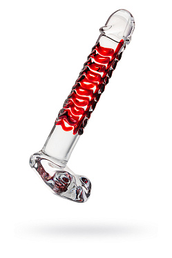 Фаллоимитатор Sexus Glass (стекло), прозрачно-красный, 16 см.