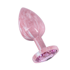 Анальная втулка классическая эмалированная с светло-розовым стразом (S)