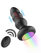 Анальная втулка BUMP ORGAZM, черная ракета с пульсацией и подсветкой