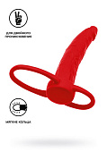 Насадка на пенис для двойного проникновения Black&Red, без вибрации, красная, 16.5 см.