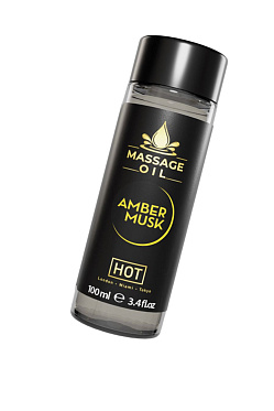 Массажное масло HOT Massage Oil AMBER MUSK, с ароматом амбры и мускуса, 100 мл/