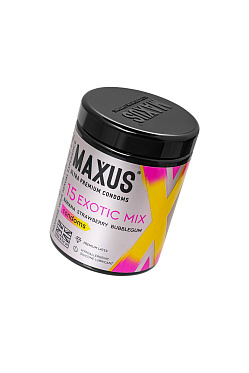 Презервативы MAXUS в большом пластиковом кейсе, EXOTIC MIX ароматизированные (15шт.)